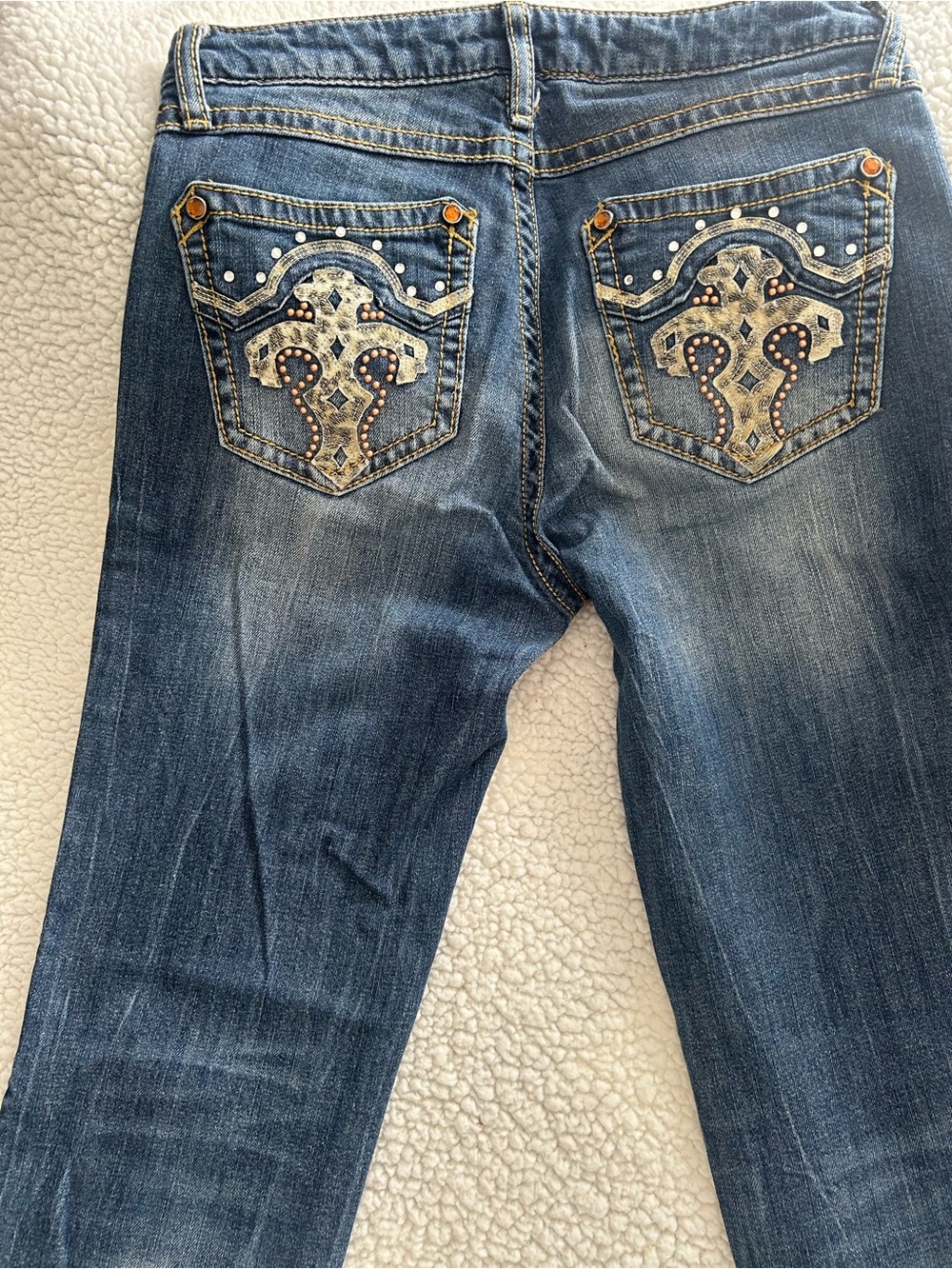 Wrangler Medium Blue Embellished Boot Cut Jeans